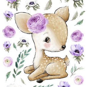 26x36 deer blanket purple floral