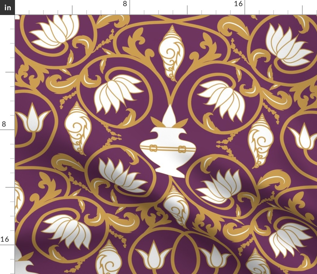 Holy Talismans- Sacred Indian Motifs- Plum Gold- Large Scale