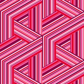 Retro pinstripes 3D isometric frames pink Wallpaper