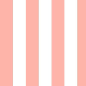 Large Light Coral Awning Stripe Pattern Vertical in White