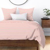 Light Coral Awning Stripe Pattern Horizontal in White