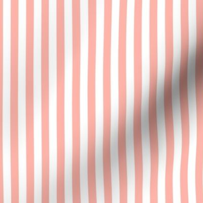 Light Coral Bengal Stripe Pattern Vertical in White