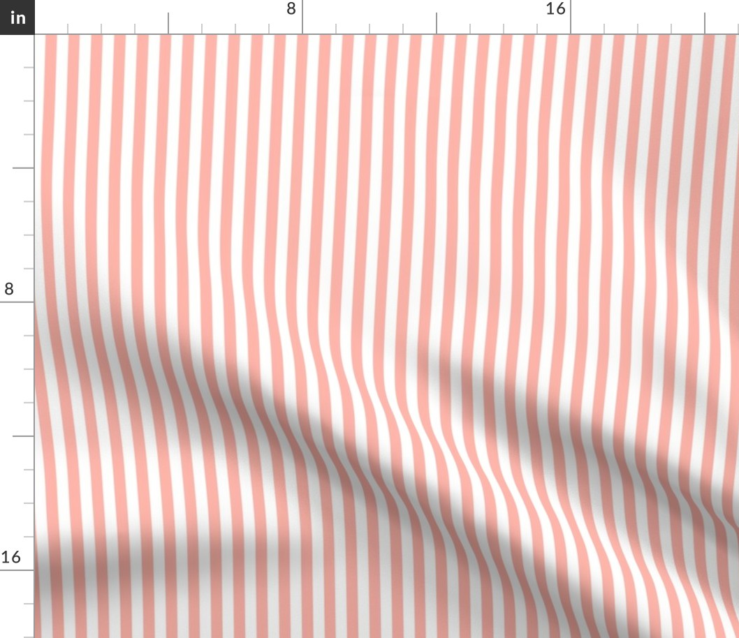 Light Coral Bengal Stripe Pattern Vertical in White