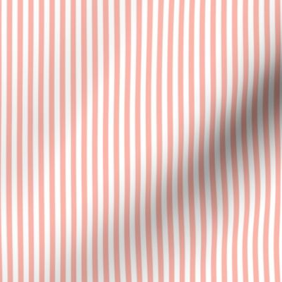 Small Light Coral Bengal Stripe Pattern Vertical in White