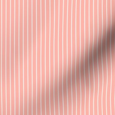 Small Light Coral Pin Stripe Pattern Vertical in White