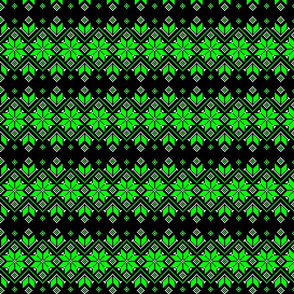 Wellspring - Star Alatyr - Ethno Ukrainian Traditional Pattern - Slavic Symbol - Middle Scale Lime Green White on Black