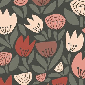 Handdrawn Tulips Earthy