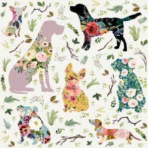 Patchwork Dogs Ivory WALLPAPER