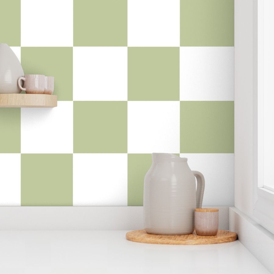 pistachio green checker Wallpaper | Spoonflower