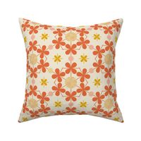 Four Leaf Clovers and Dots, Orange, Pink and Cream