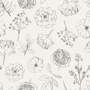 Hand drawn flowers vintage classic elegant