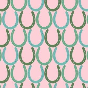 Lucky Horse Shoe in Pink Teal Blue Green Small Scale