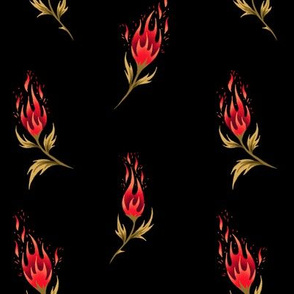 Tiny Fire Flowers - Red Green
