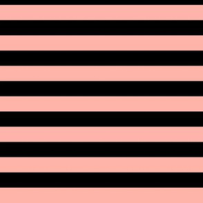 Light Coral Awning Stripe Pattern Horizontal in Black