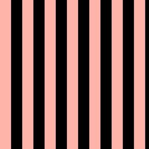 Light Coral Awning Stripe Pattern Vertical in Black
