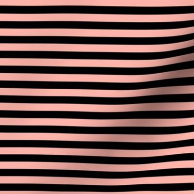 Light Coral Bengal Stripe Pattern Horizontal in Black
