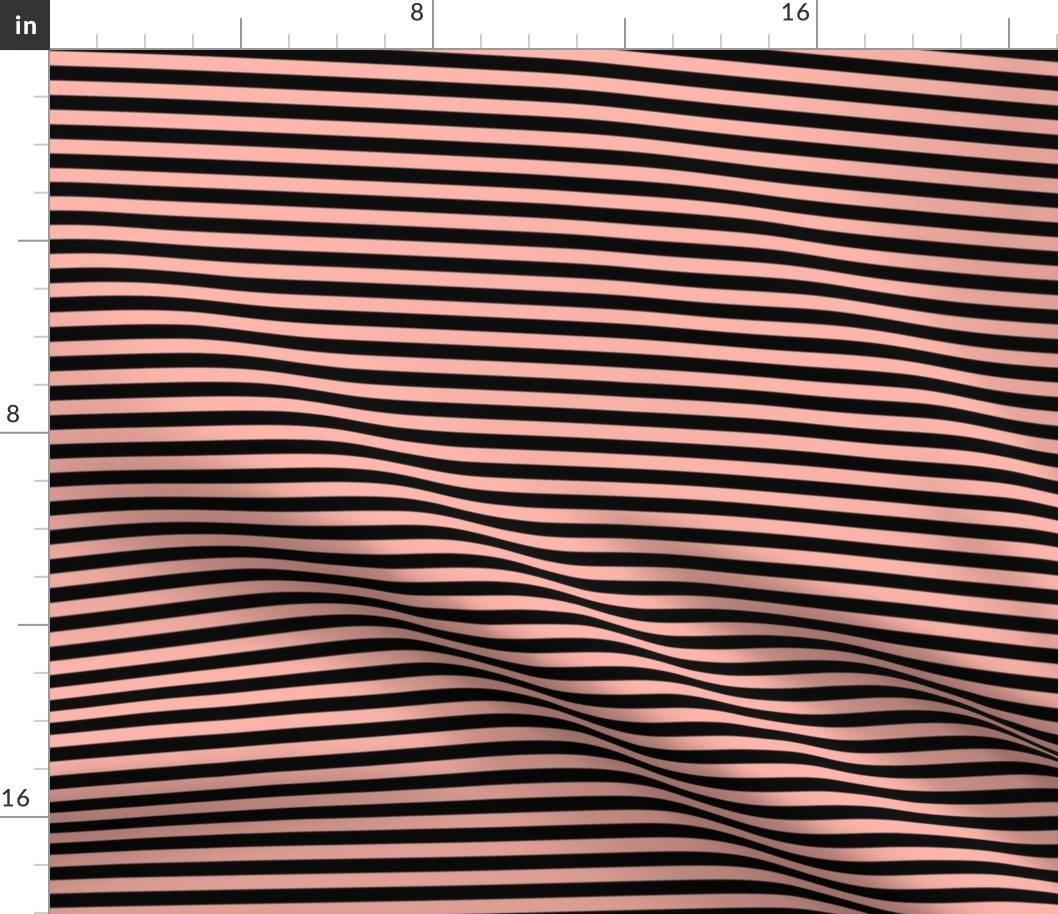 Light Coral Bengal Stripe Pattern Horizontal in Black