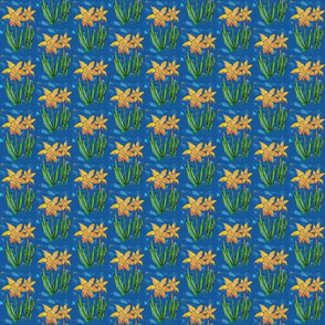 daffodils on blue