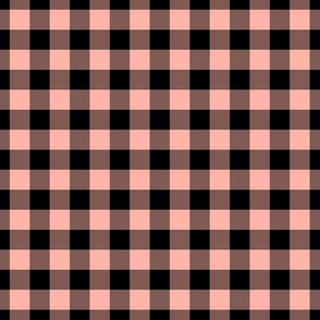 Gingham Pattern - Light Coral and Black