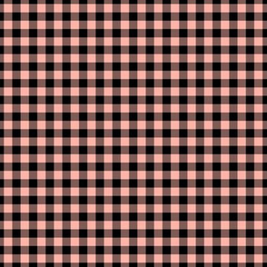 Small Gingham Pattern - Light Coral and Black