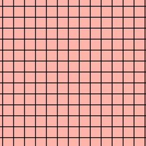 Grid Pattern - Light Coral and Black