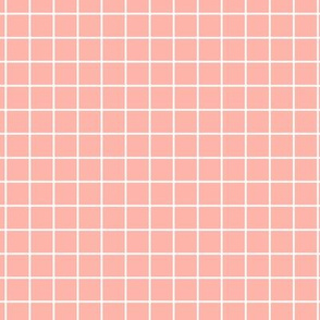 Grid Pattern - Light Coral and White