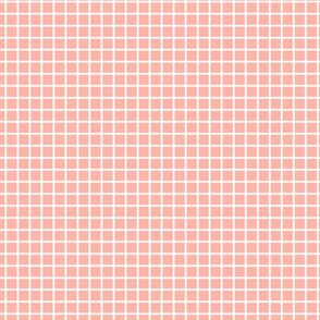 Small Grid Pattern - Light Coral and White