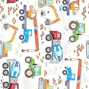 cool hand drawn construction trucks rotated 90 degree 