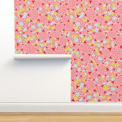 Sea Foam - Abstract Geometric Pink & Red