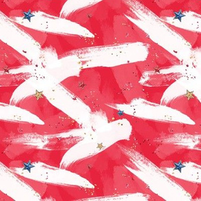 Patriotic  4th of July Brush STrokes Red/White