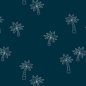 The minimalist beach palm trees tropical boho design neutral nursery and swimwear pitch blue navy 