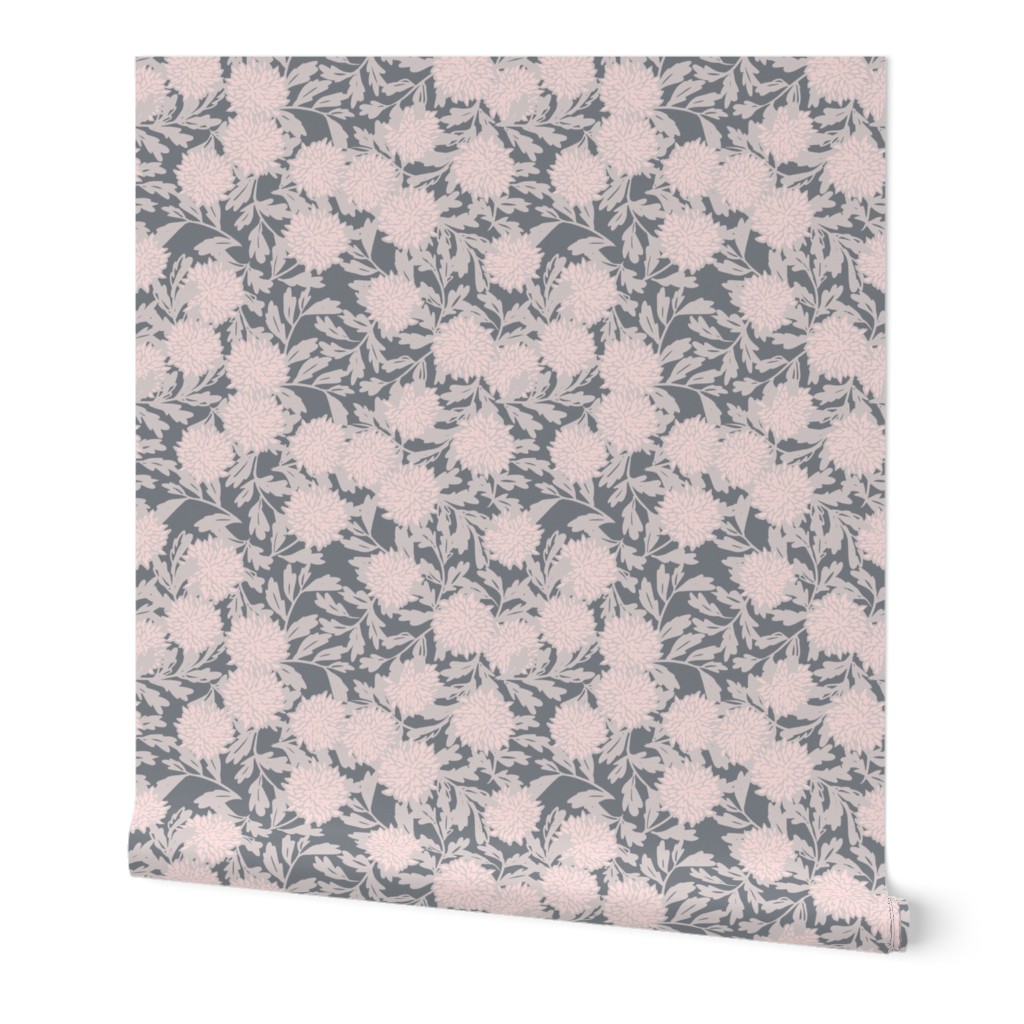 Asian chrysantheme gray soft pink