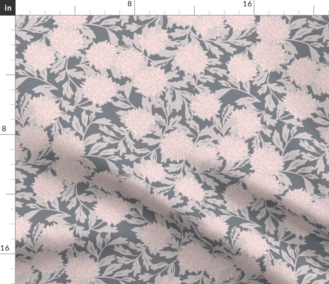 Asian chrysantheme gray soft pink