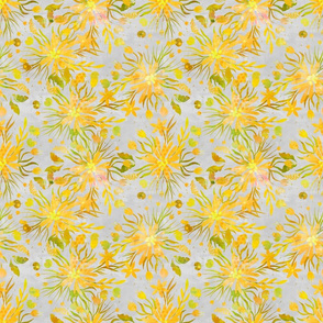 Yellow And Grey Fancy Florals Smaller