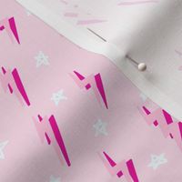 Ziggy bolt fabric - zigzags, lightening bolt rocker, stars - Pastel pink