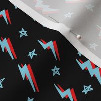 Ziggy bolt fabric - zigzags, lightening bolt rocker, stars - Blue red