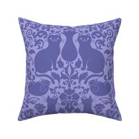 Damask Cats - Periwinkle + Lilac Purple