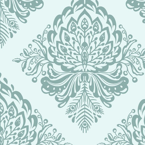 Peacock Damask teal