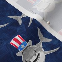 patriotic sharks - red white and blue - Stars and Stripes - navy - LAD21