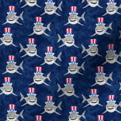 (small scale) patriotic sharks - red white and blue - Stars and Stripes - navy - LAD21