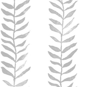 Botanical Block Print in Gray (xl scale) | Leaf pattern fabric from original block print, plant fabric, garden and coastal decor.
