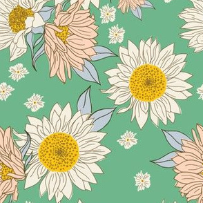 Sunflowers in Teal-9x6.43