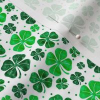Watercolor Shamrocks on White - Small Scale