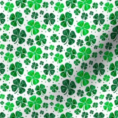 Watercolor Shamrocks on White - Small Scale