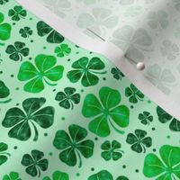 Watercolor Shamrocks on Green - Small Scale