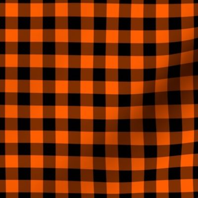 Gingham Pattern - Vivid Orange and Black