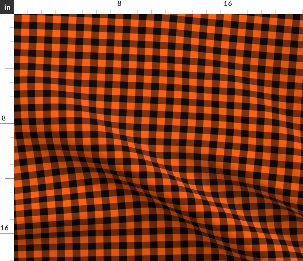 Gingham Pattern - Vivid Orange and Black