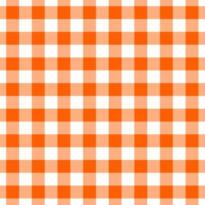 Gingham Pattern - Vivid Orange and White