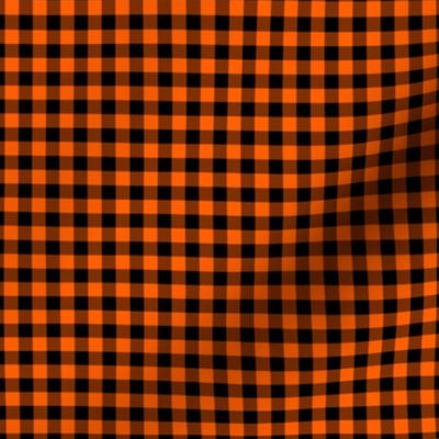 Small Gingham Pattern - Vivid Orange and Black