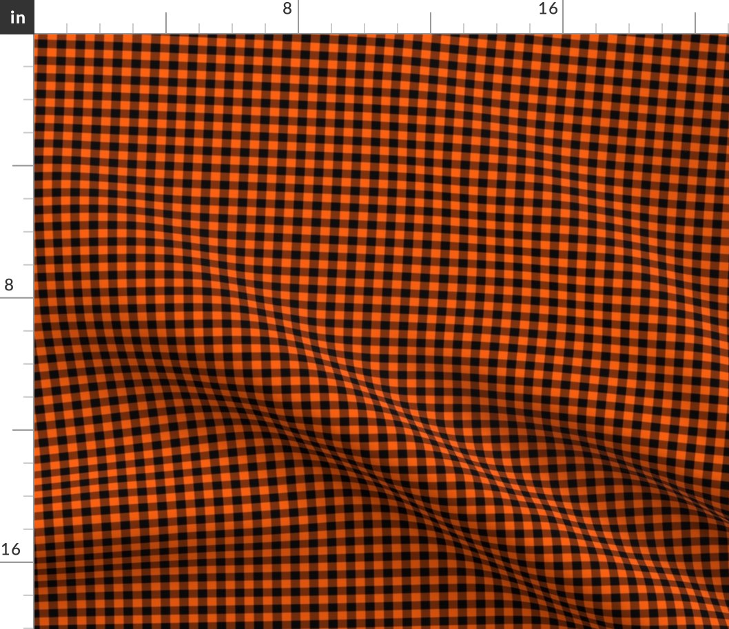 Small Gingham Pattern - Vivid Orange and Black